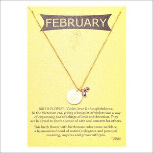 Gold Plated Birth Month Flower Pendant Necklace, Adjustable Chain